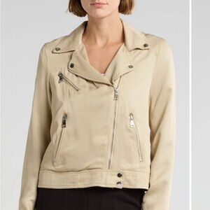 NWT Elie Elie Tahari Twill Lightweight Moto Utility Tan Jacket Women XS